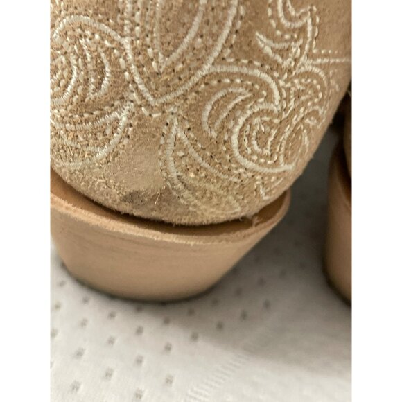 Corral Womens Tan Suede Embroidered Western Cowboy Boots  Size 8.5 - Picture 9 of 11